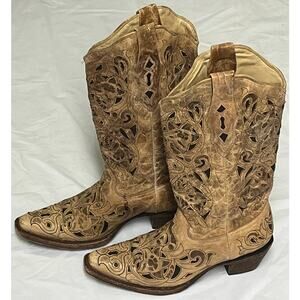 Corral Vintage Boot Women’s 6M Style A1970 Saddle Brushed Laser Brown Tan